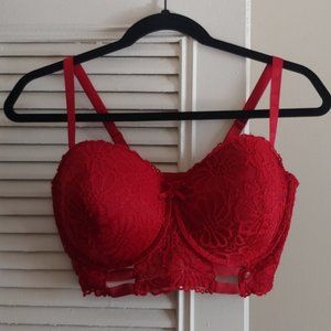Red Balconette Bra